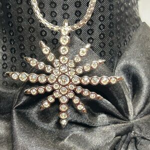 Elegant Silver Starburst Pendant Necklace